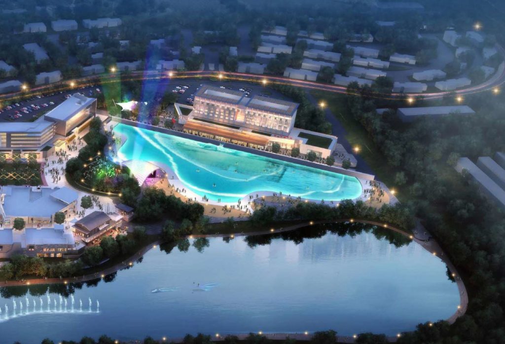 PerfectSwell surfing attraction at mixed-use entertainment space The Lake