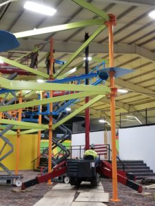 Hooplas Sky Trail and Sky Rail Install workers e1505395537443 HIGH ROPES: New Sky Trail for Hooplas Xtreme