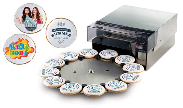 On-demand edible ink printer for amusement parks and family fun centres