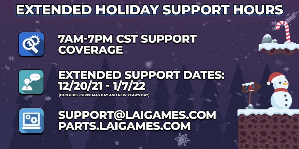 LAI Games ramps up Technical and Parts support over the holidays